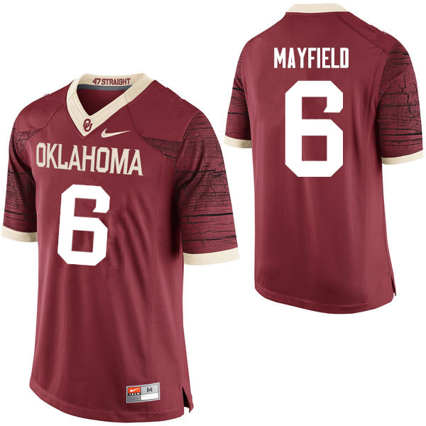 Men Oklahoma Sooners #6 Baker Mayfield College Football Jerseys Limited-Crimson